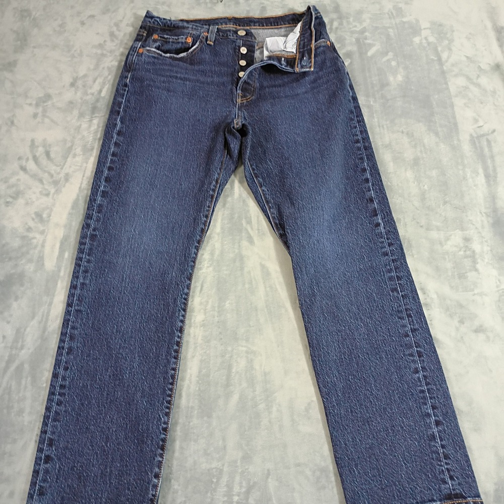 Levis 501 Original Fit Mens Jeans 30x30 Dark Wash Blue Denim Button Fly